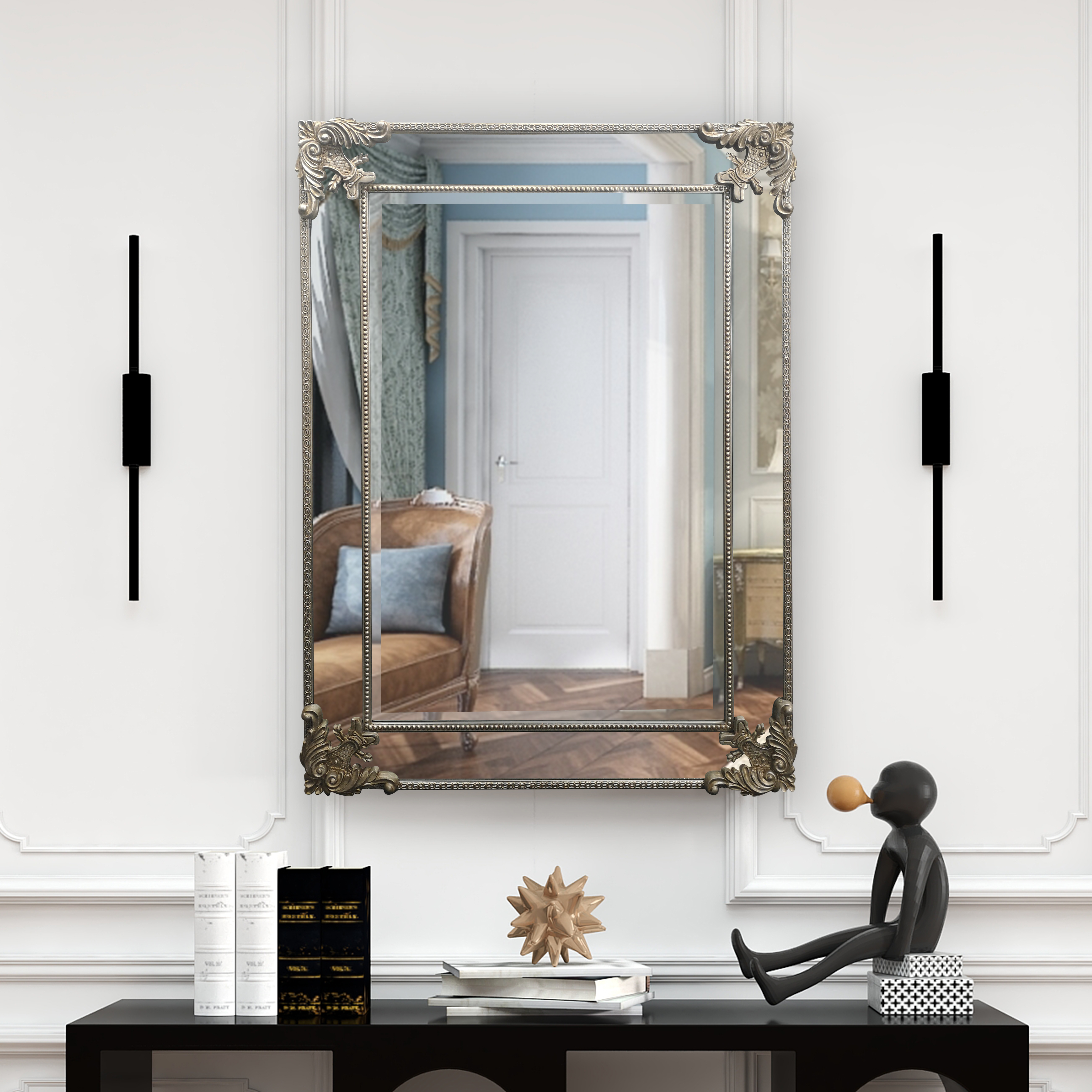 framed beveled mirror